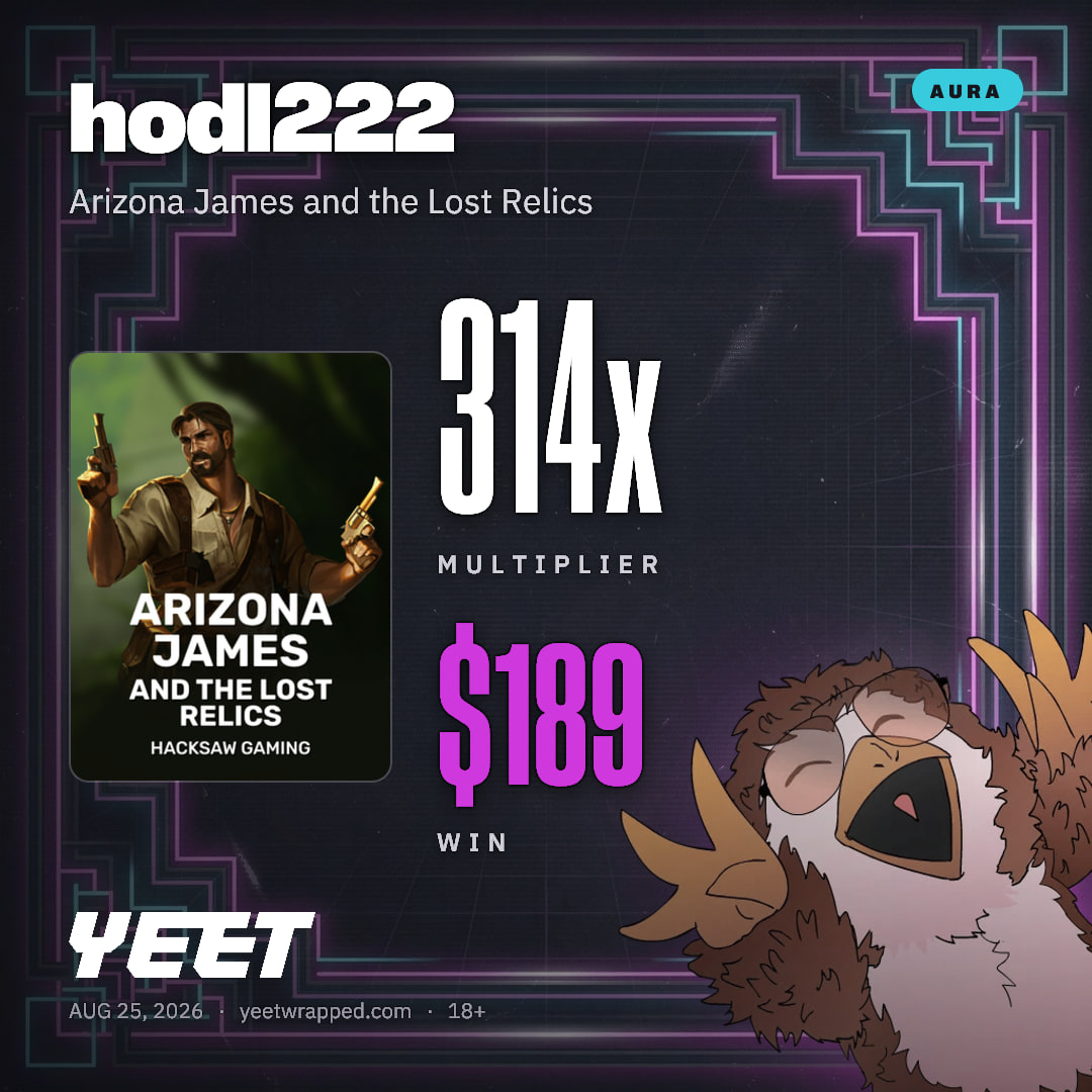 hodl222 hit 314.4x on Arizona James and the Lost Relics