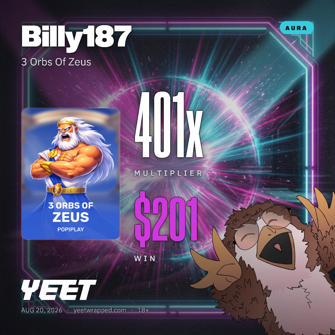 Billy187 hit 401.2x on 3 Orbs Of Zeus