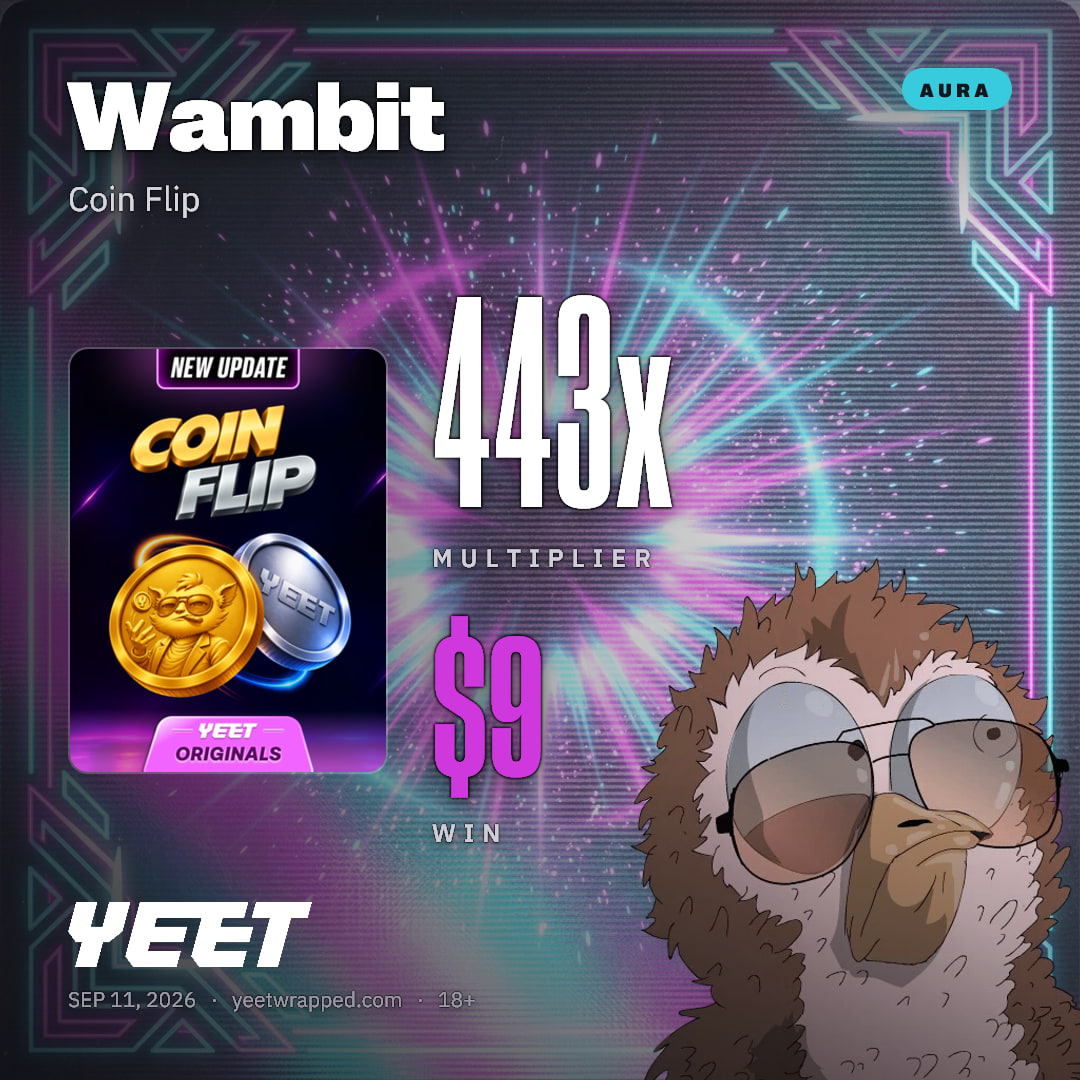 Wambit hit 442.9x on Coin Flip