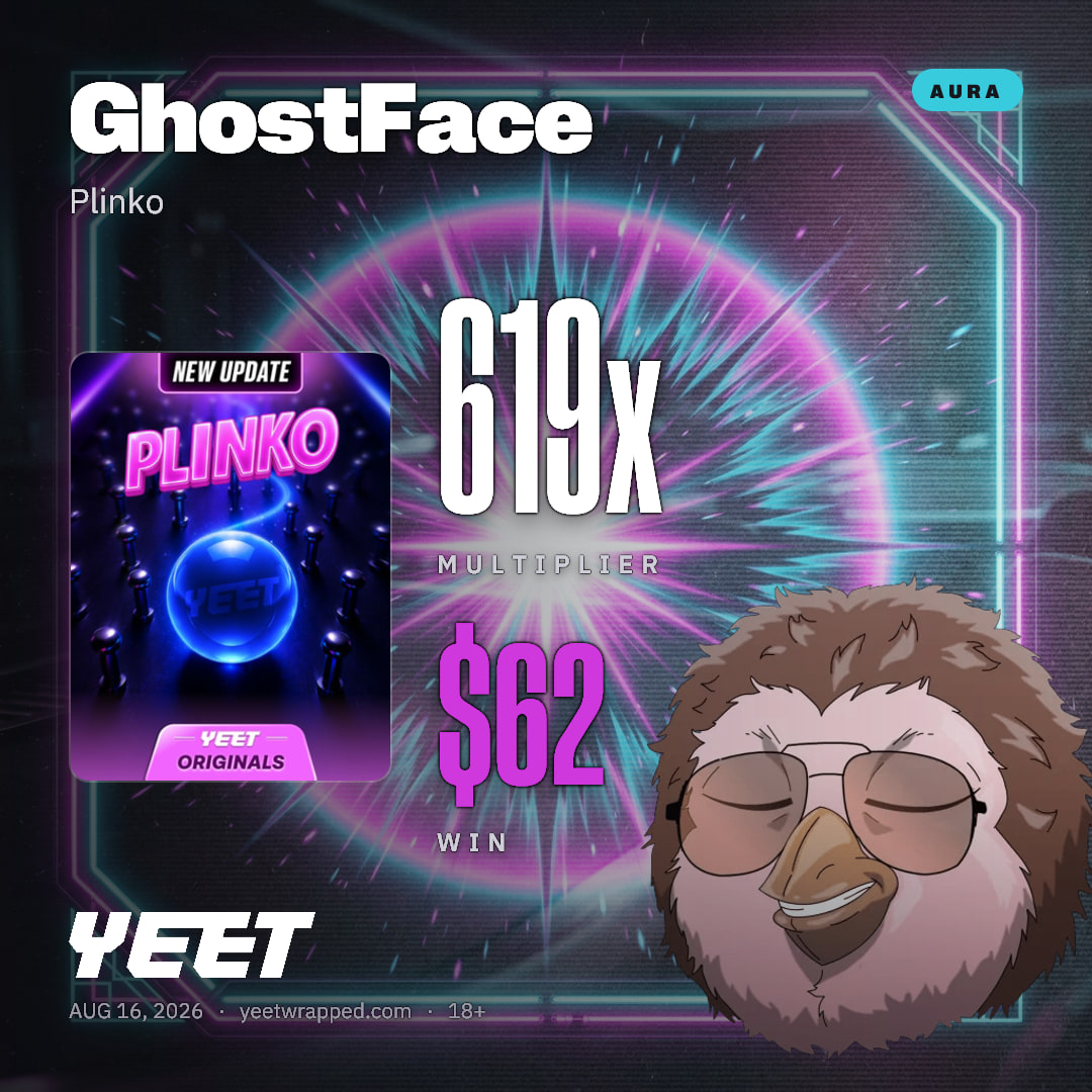 GhostFace hit 619x on Plinko