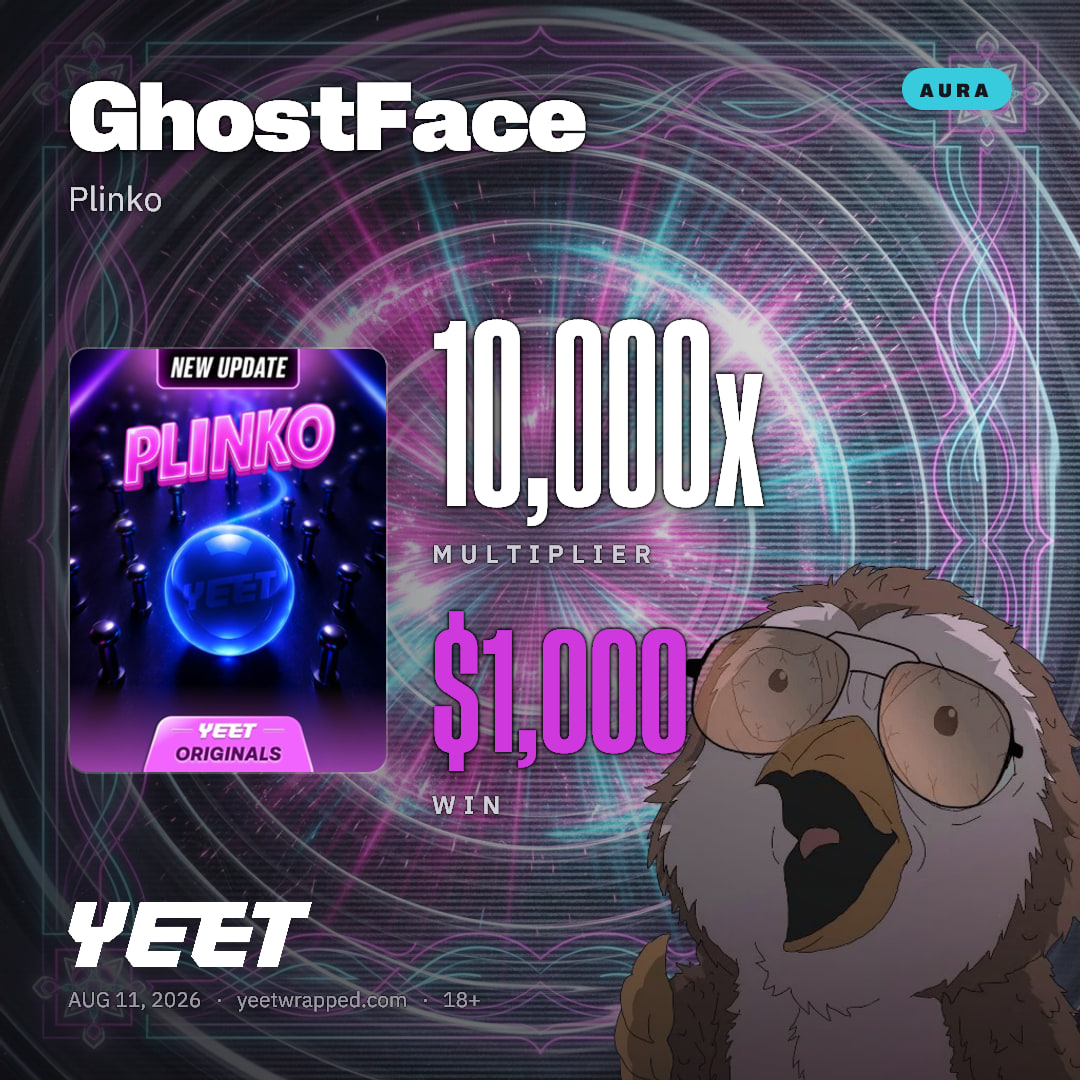 GhostFace hit 10,000x on Plinko