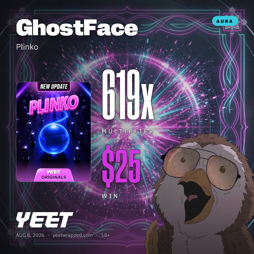 GhostFace hit 619x on Plinko