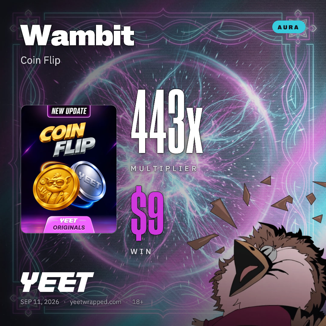 Wambit hit 442.9x on Coin Flip