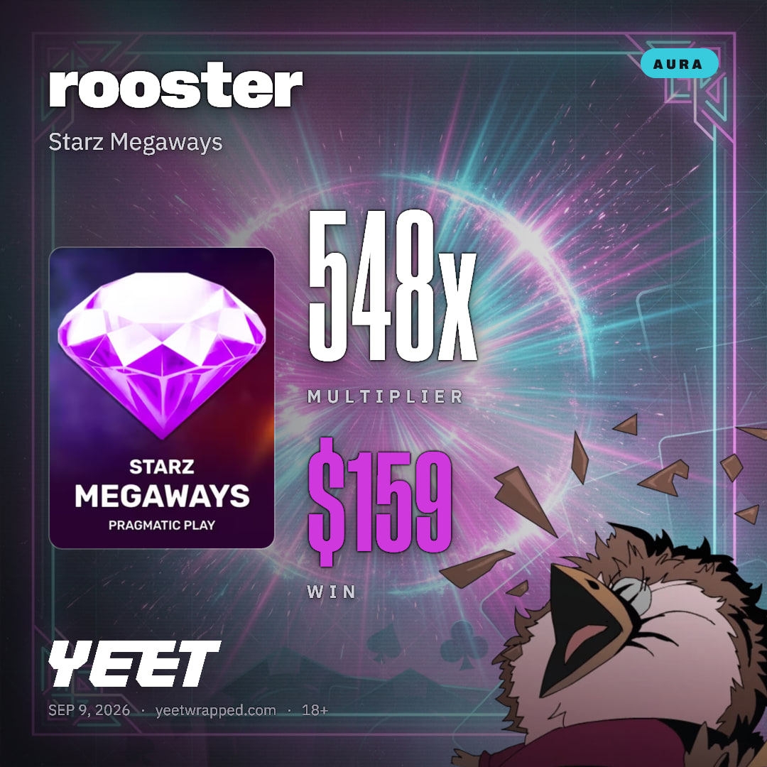 rooster hit 547.6x on Starz Megaways