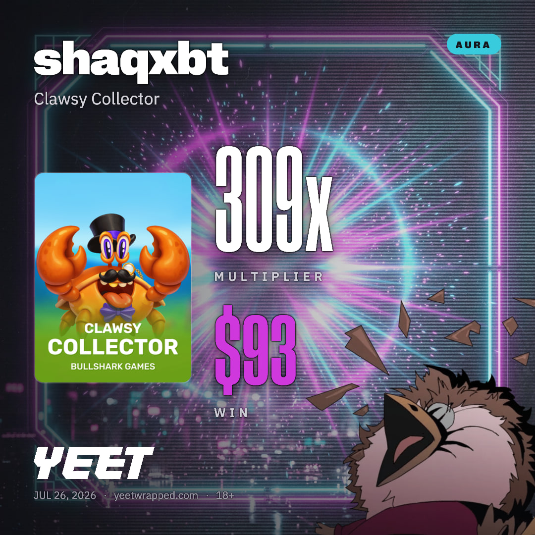 shaqxbt hit 309.1x on Clawsy Collector