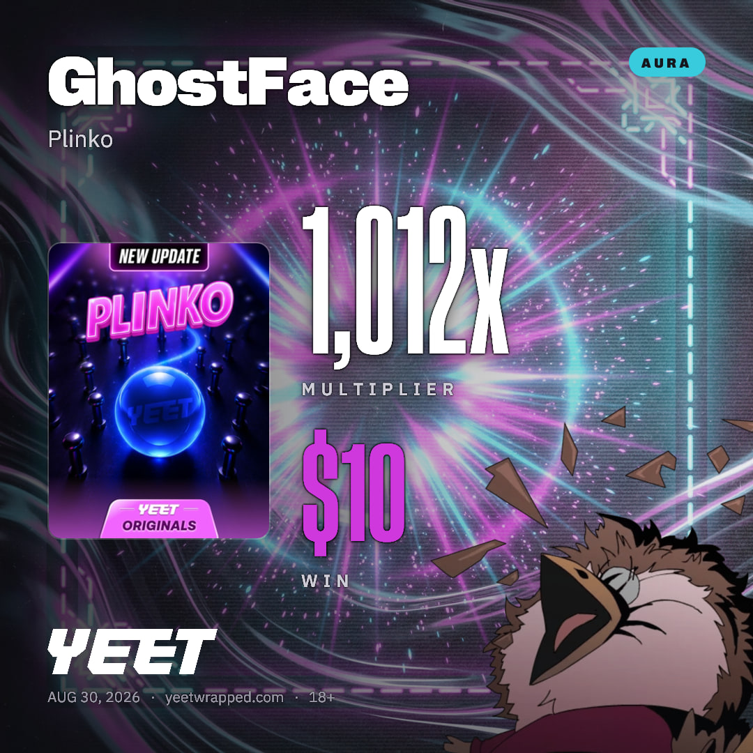 GhostFace hit 1,012x on Plinko