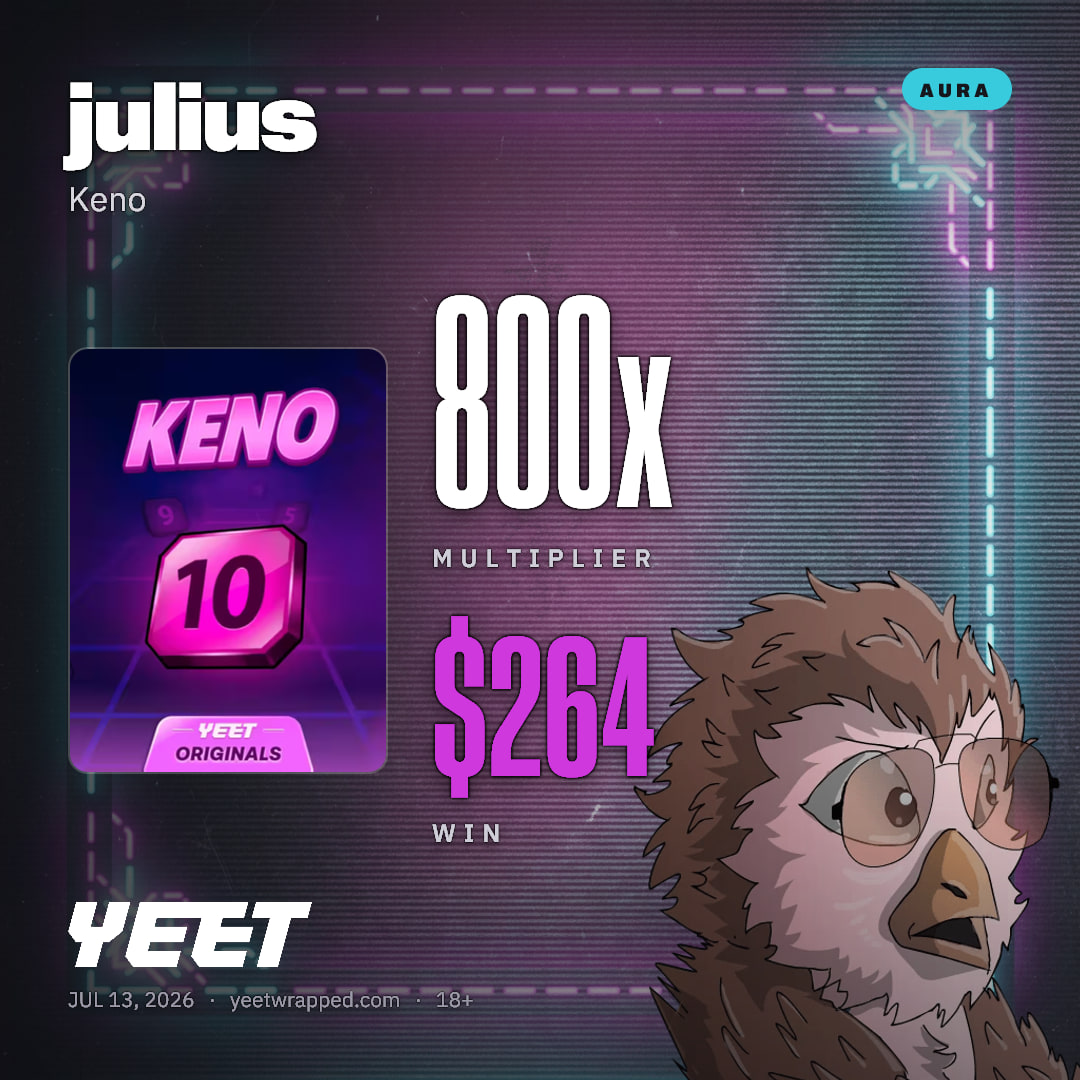 julius hit 800x on Keno