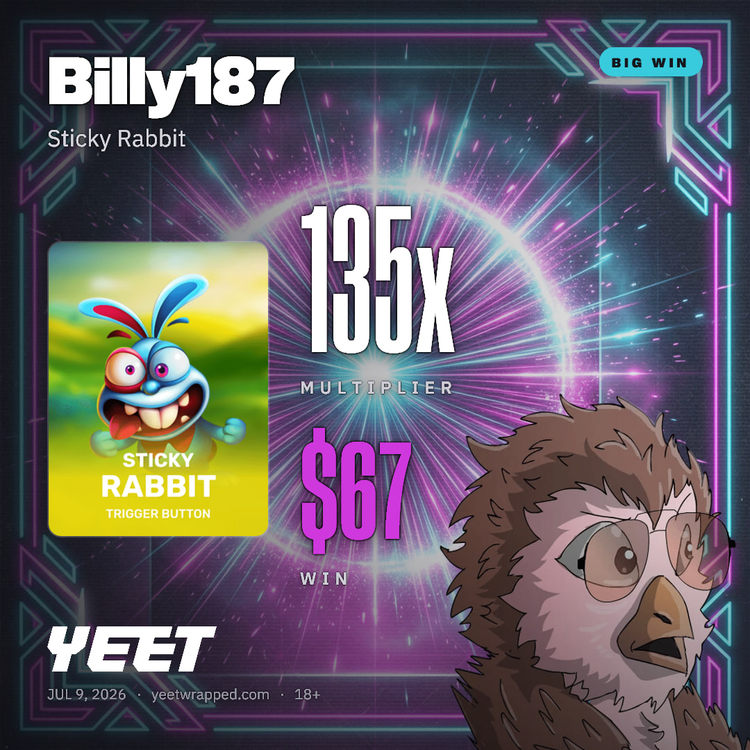 Billy187 hit 134.5x on Sticky Rabbit