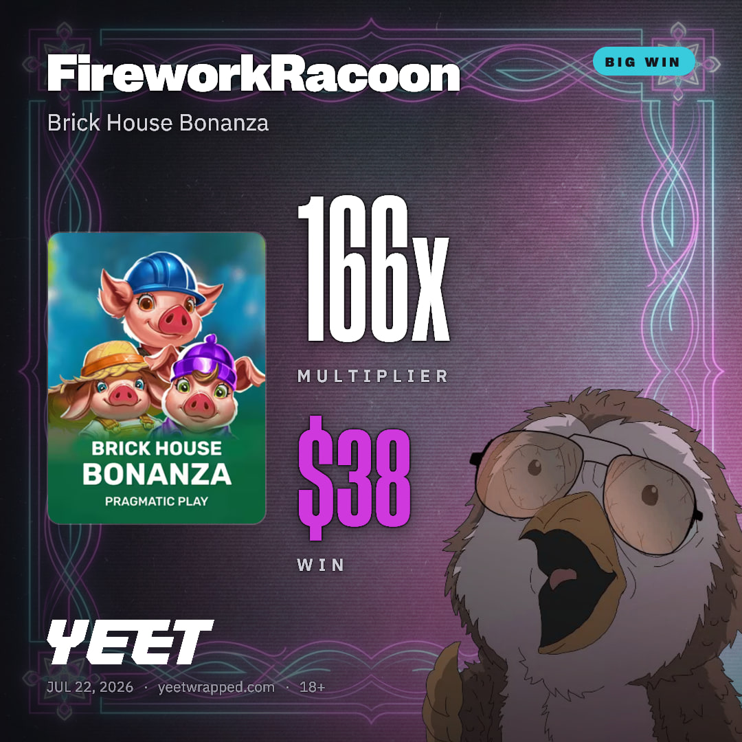 FireworkRacoon hit 166.4x on Brick House Bonanza