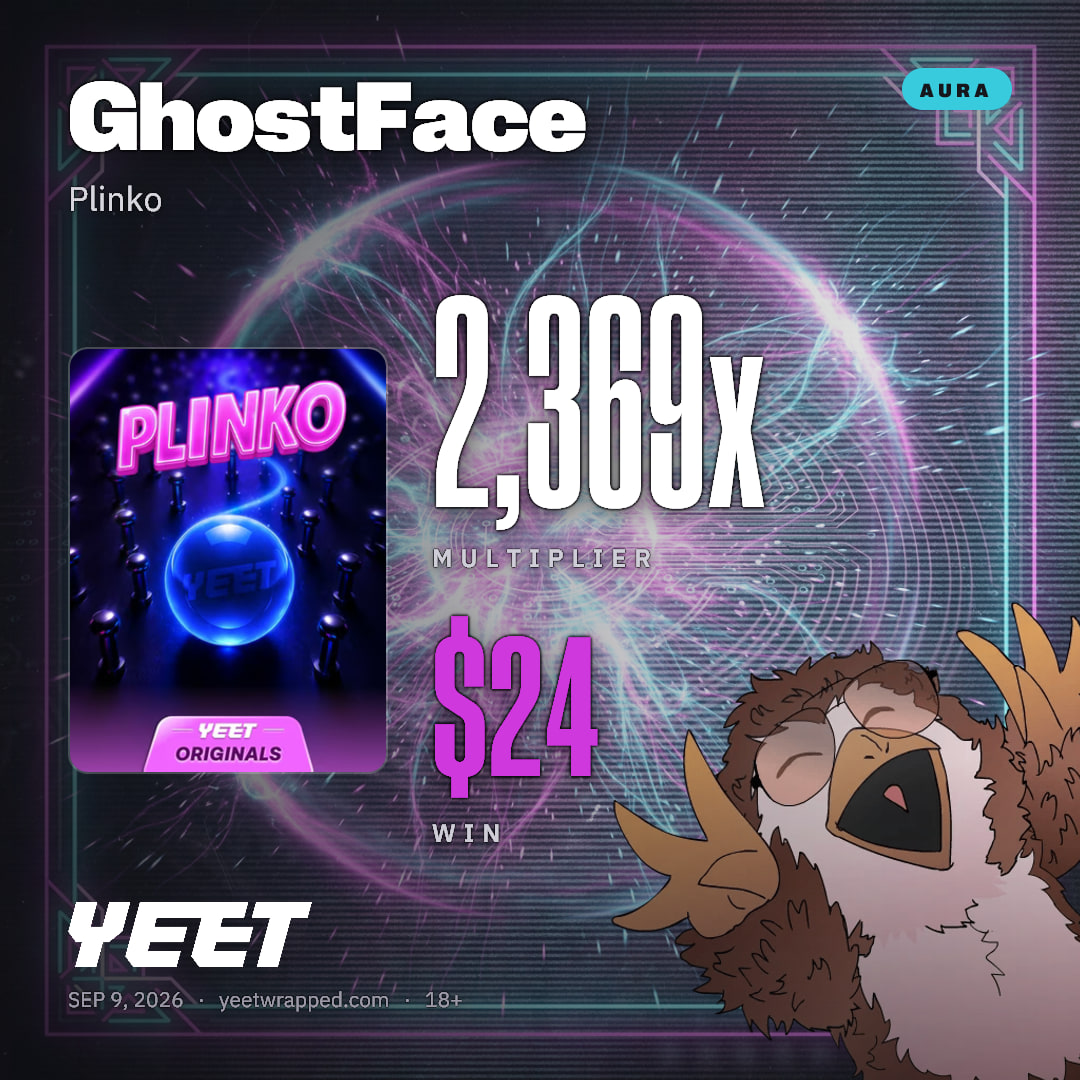 GhostFace hit 2,369x on Plinko