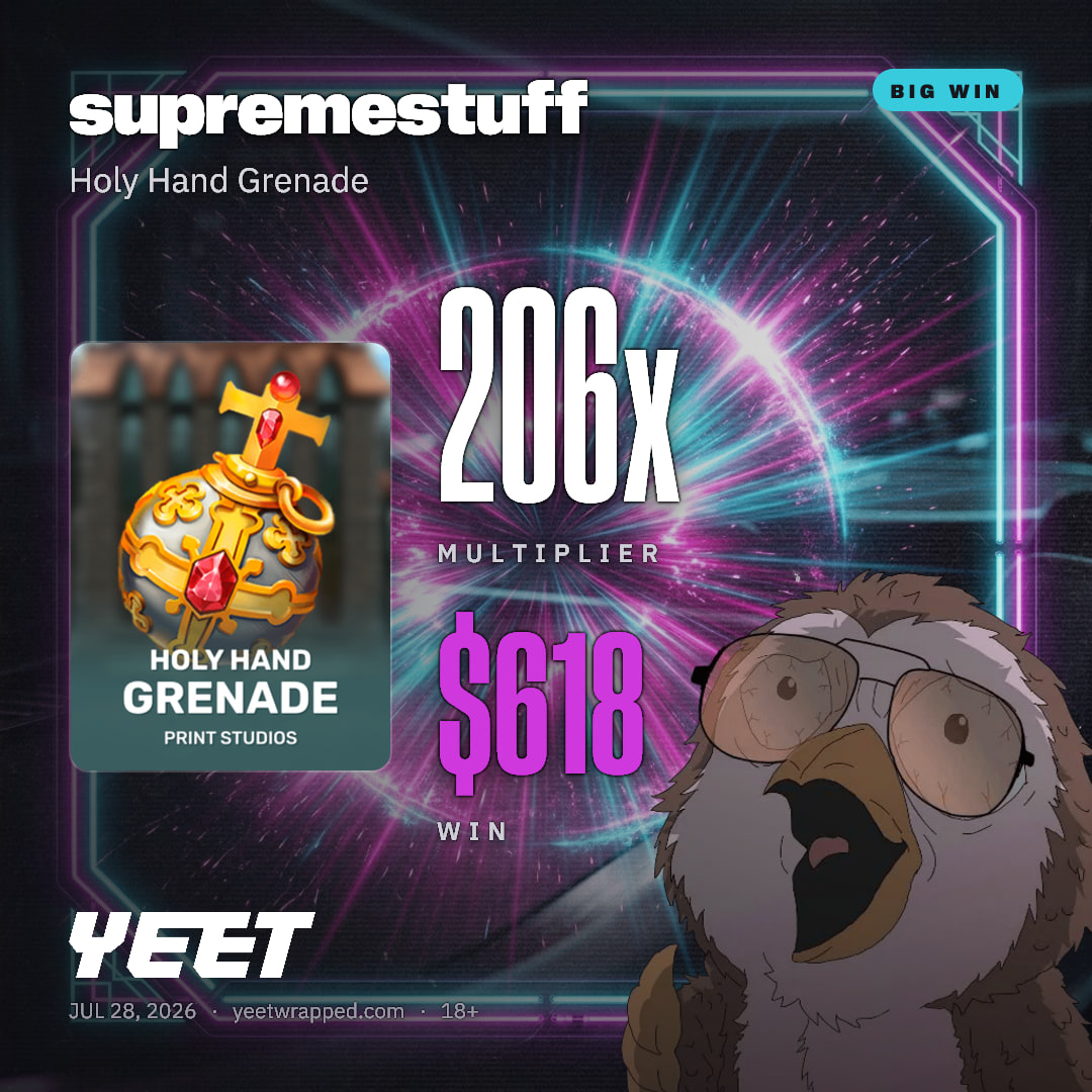 supremestuff hit 205.9x on Holy Hand Grenade