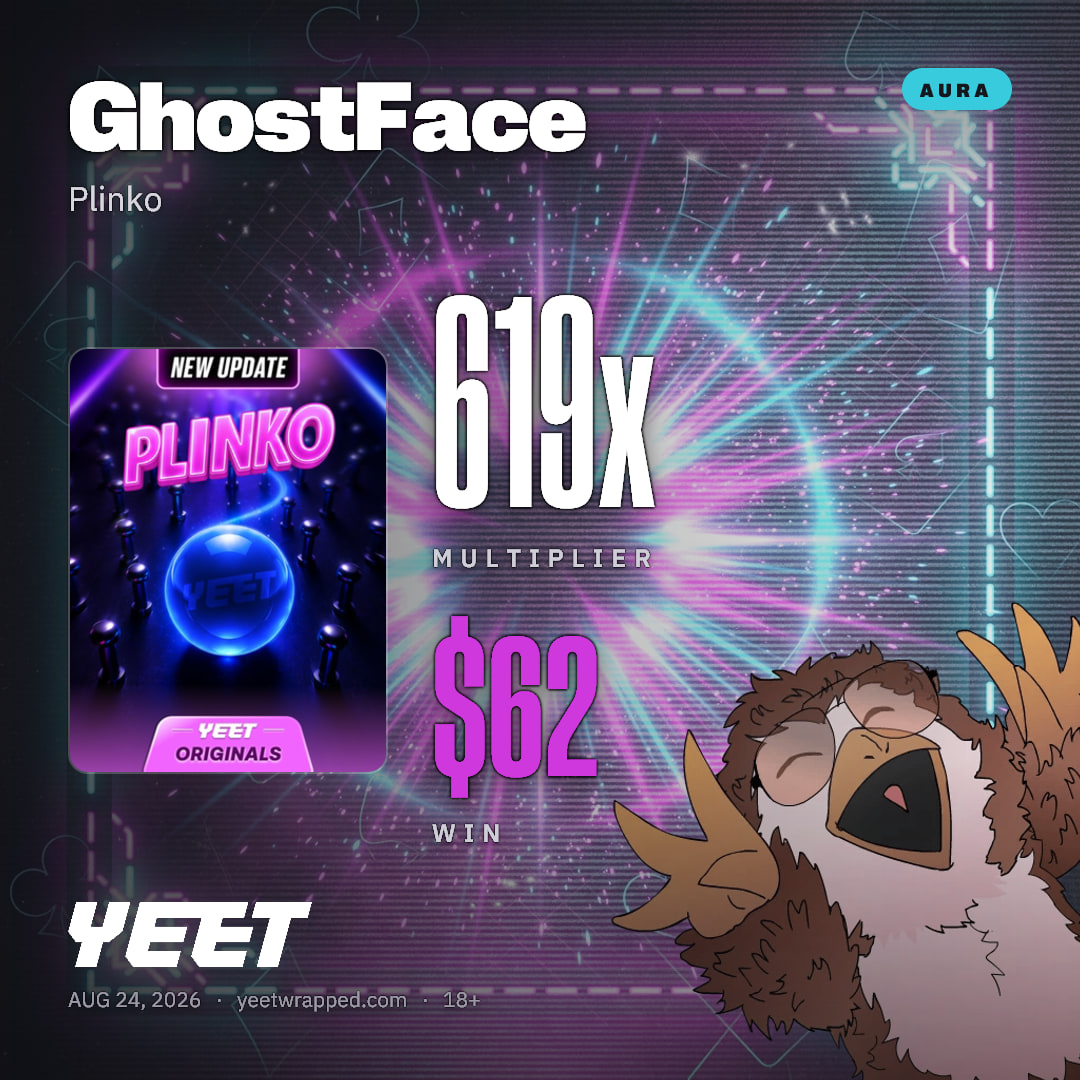 GhostFace hit 619x on Plinko