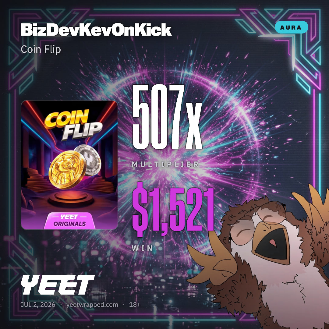 BizDevKevOnKick hit 506.9x on Coin Flip