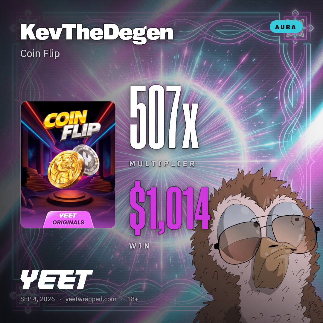 KevTheDegen hit 506.9x on Coin Flip