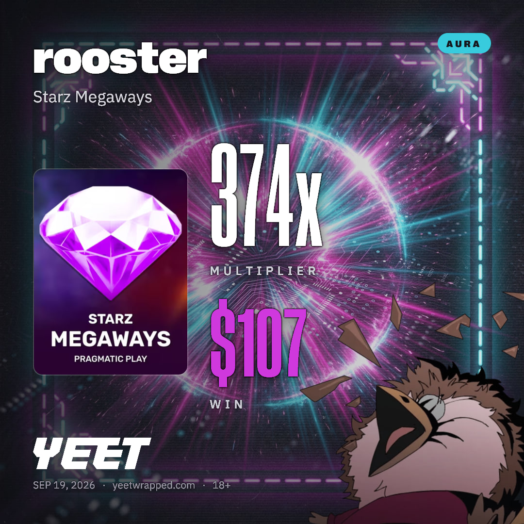 rooster hit 374.4x on Starz Megaways
