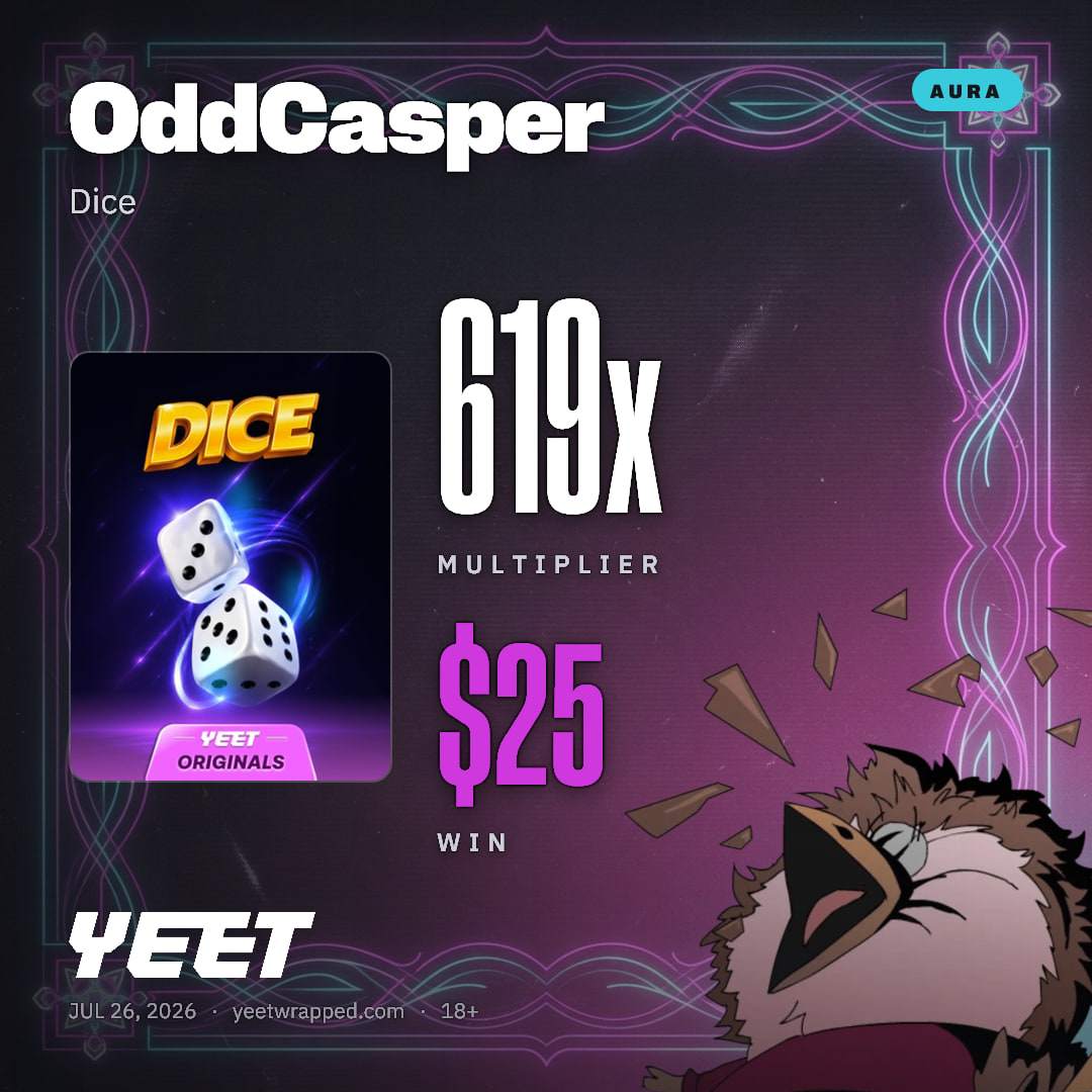 OddCasper hit 618.8x on Dice