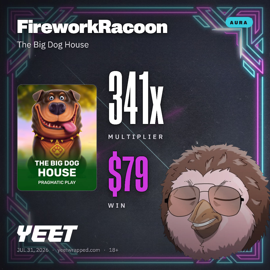 FireworkRacoon hit 341.3x on The Big Dog House