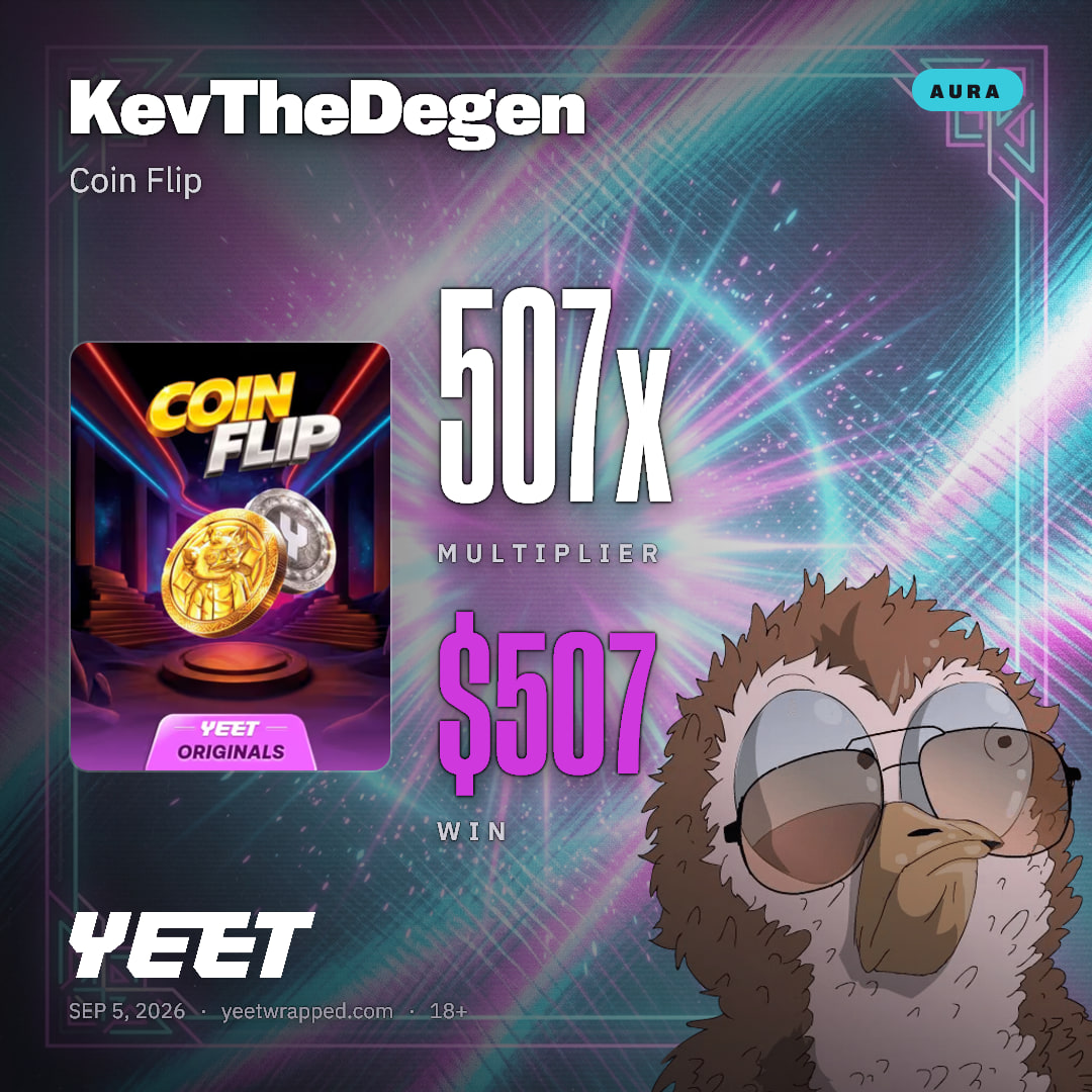 KevTheDegen hit 506.9x on Coin Flip
