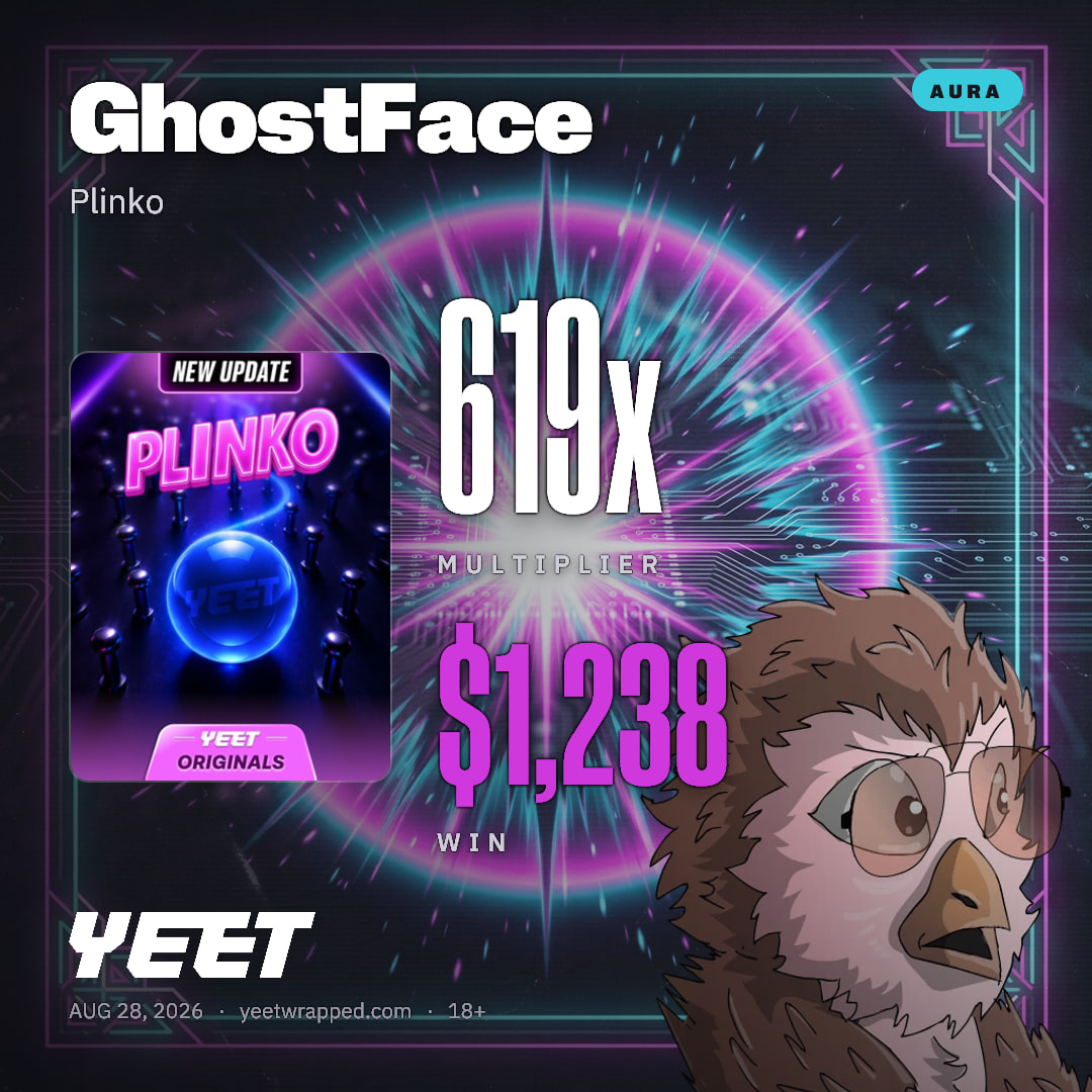 GhostFace hit 619x on Plinko