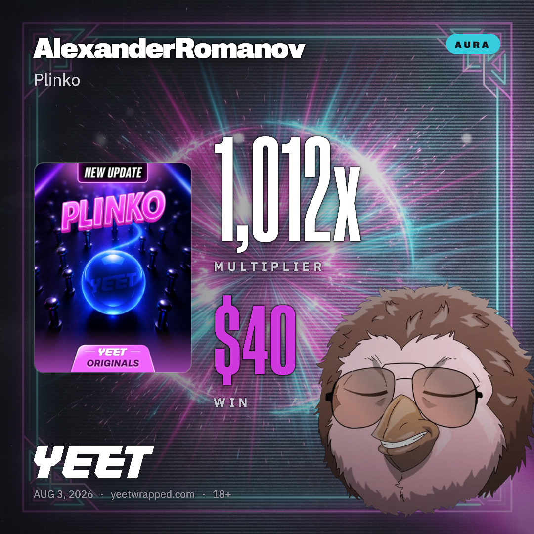 AlexanderRomanov hit 1,012x on Plinko