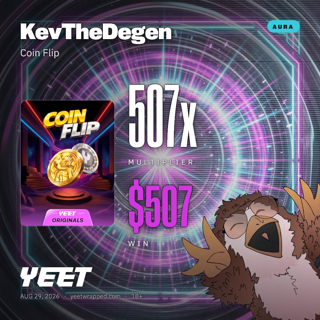 KevTheDegen hit 506.9x on Coin Flip