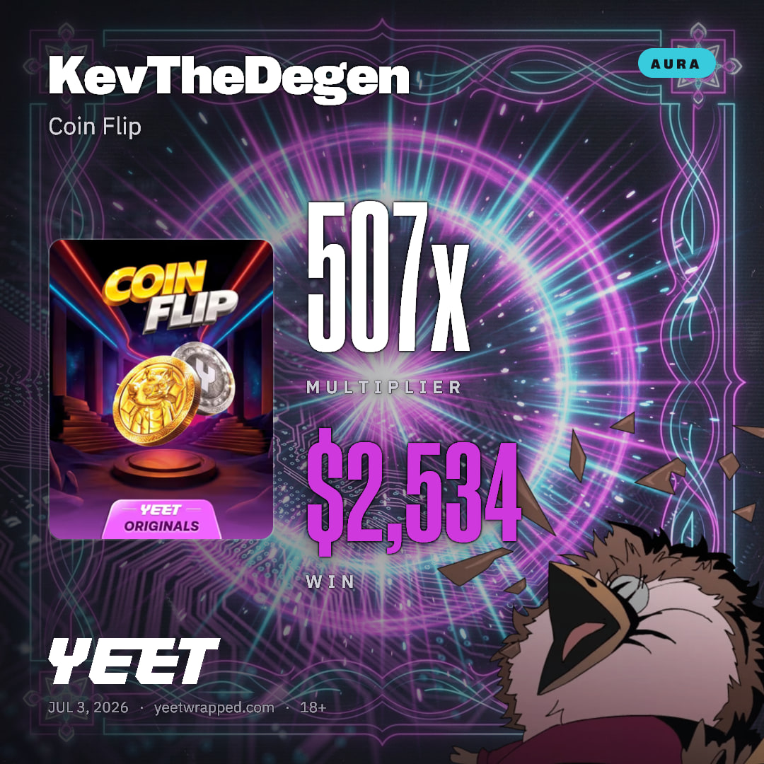 KevTheDegen hit 506.9x on Coin Flip