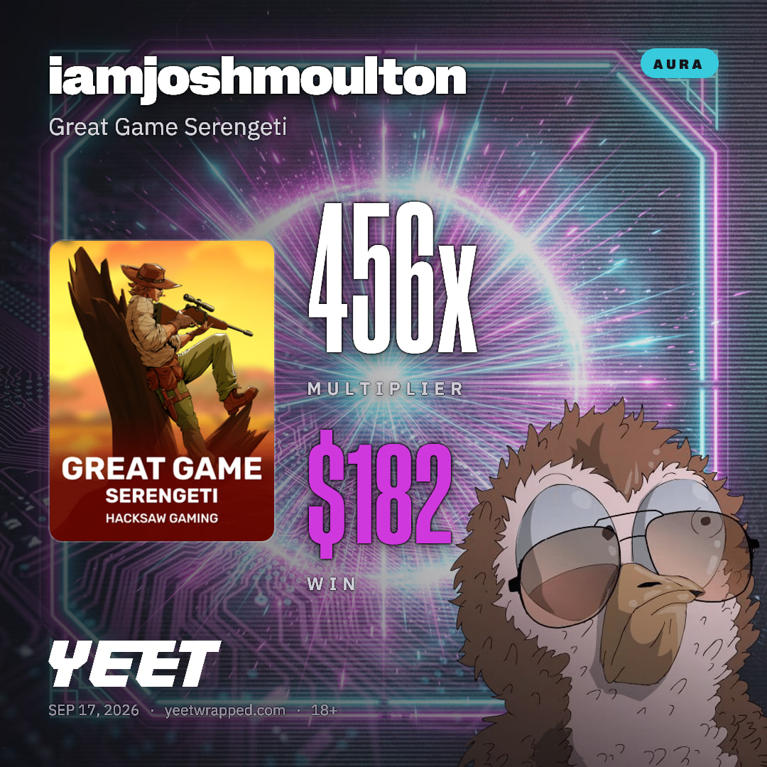 iamjoshmoulton hit 456.1x on Great Game Serengeti