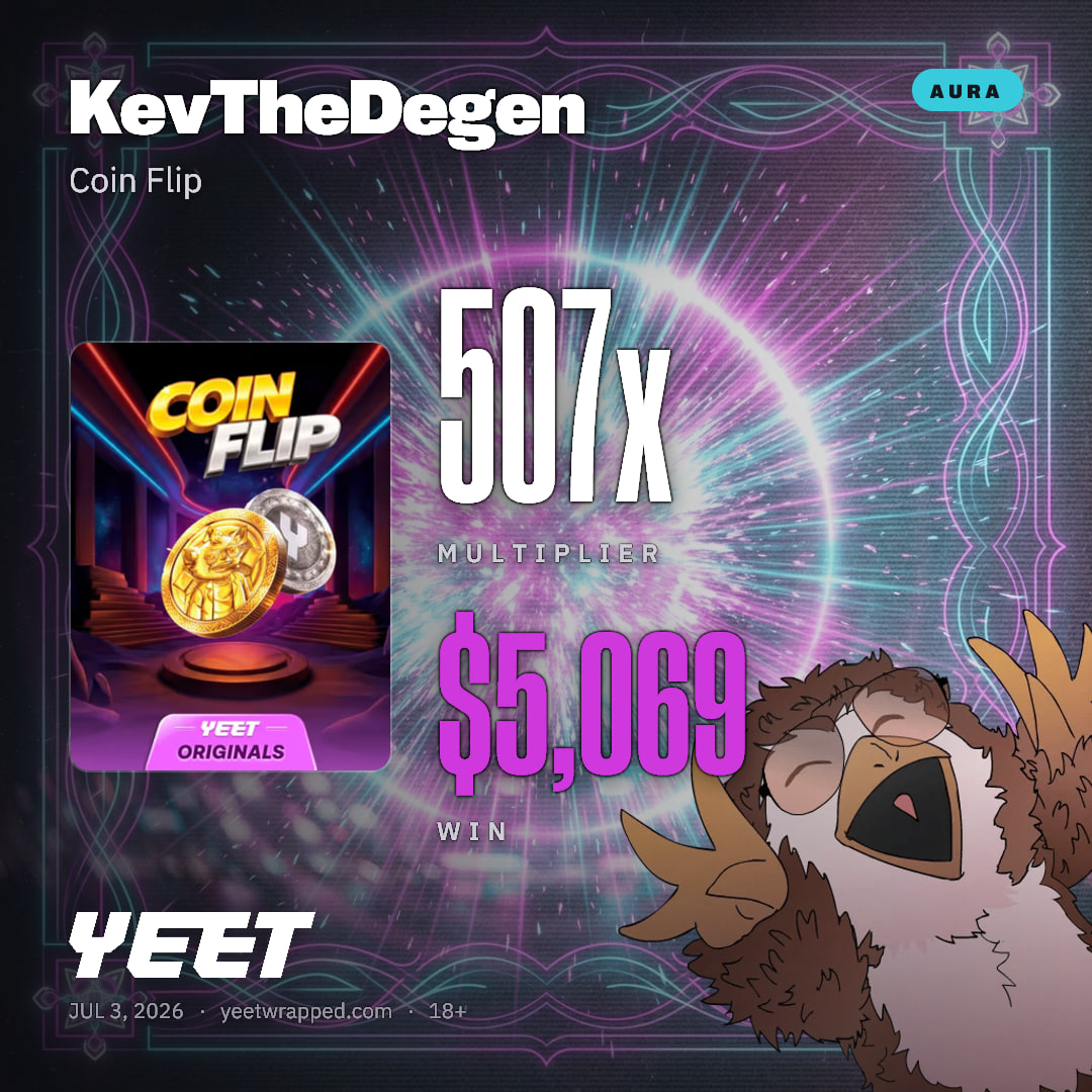 KevTheDegen hit 506.9x on Coin Flip