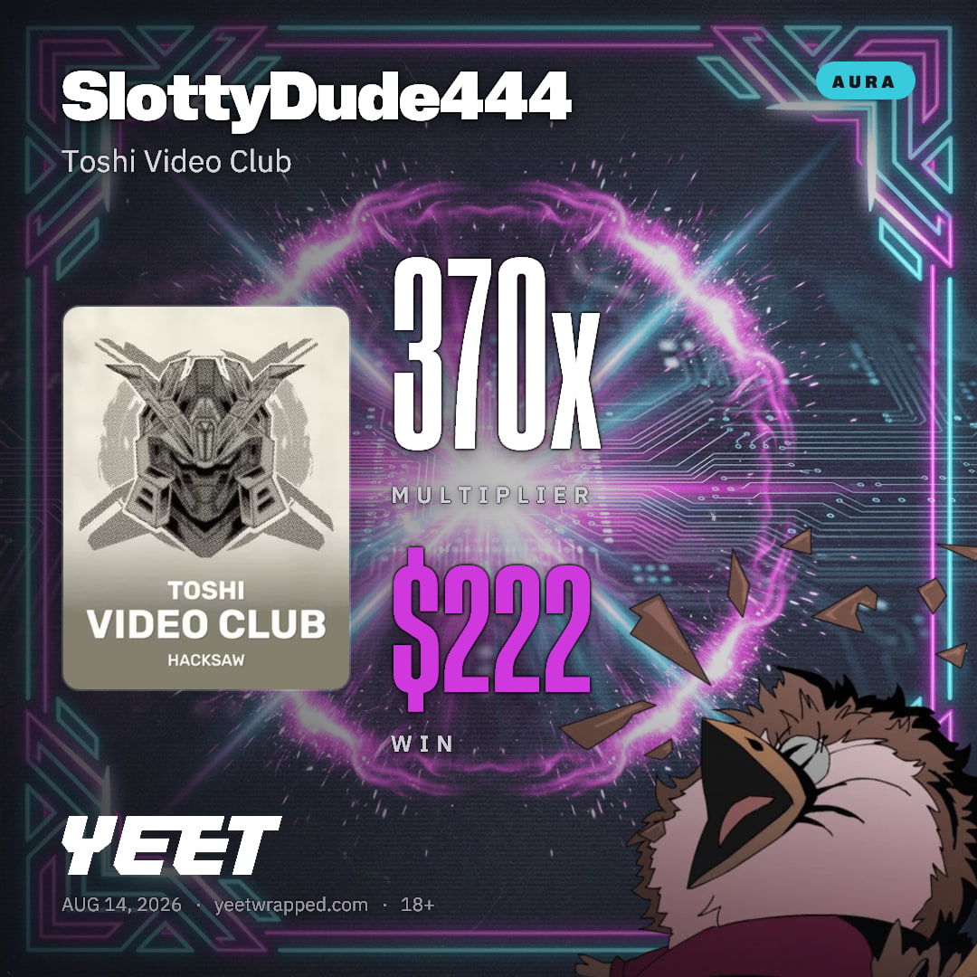 SlottyDude444 hit 369.5x on Toshi Video Club