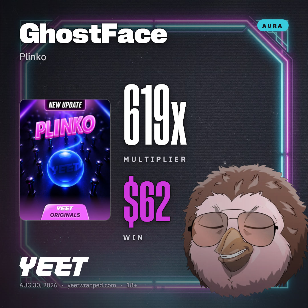 GhostFace hit 619x on Plinko