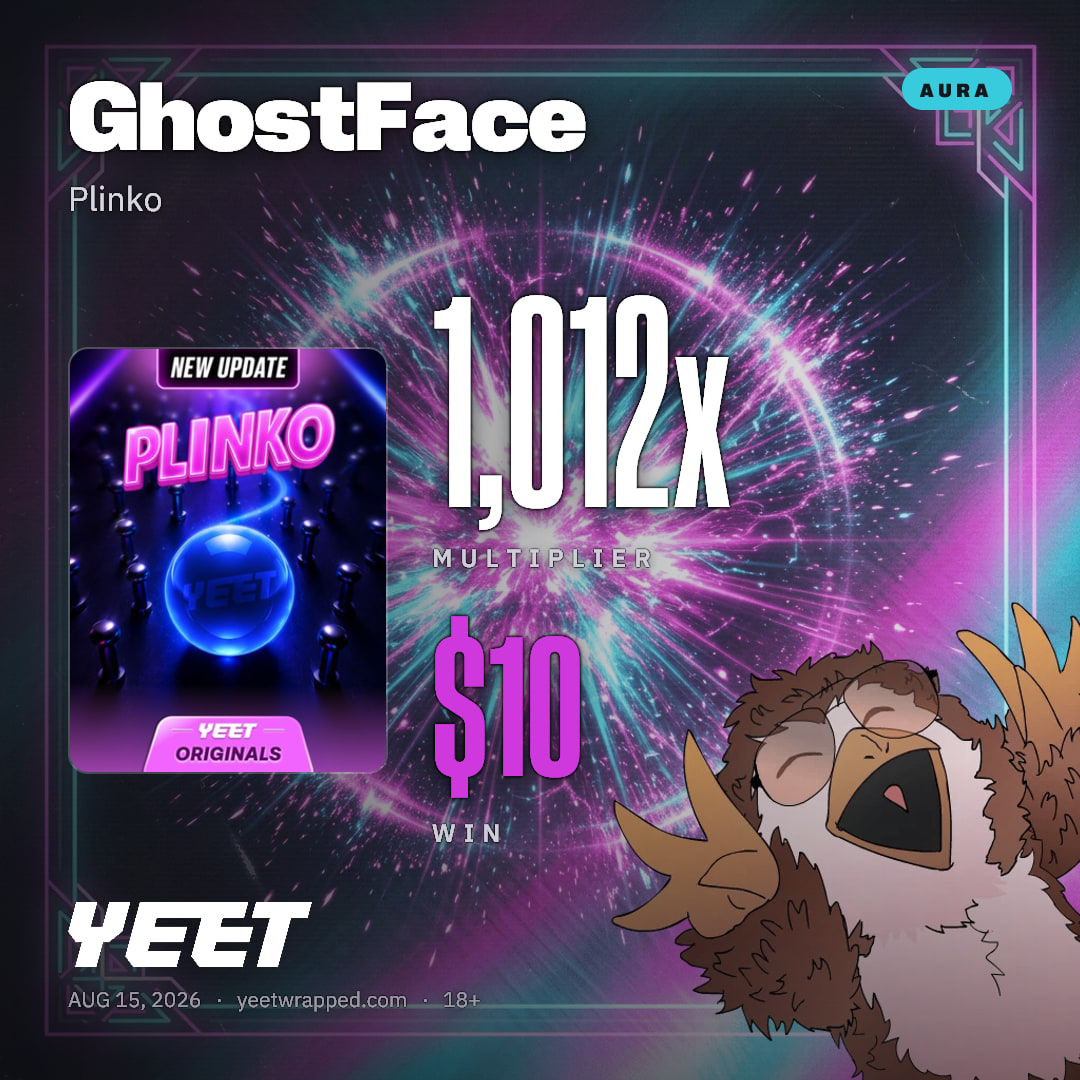 GhostFace hit 1,012x on Plinko