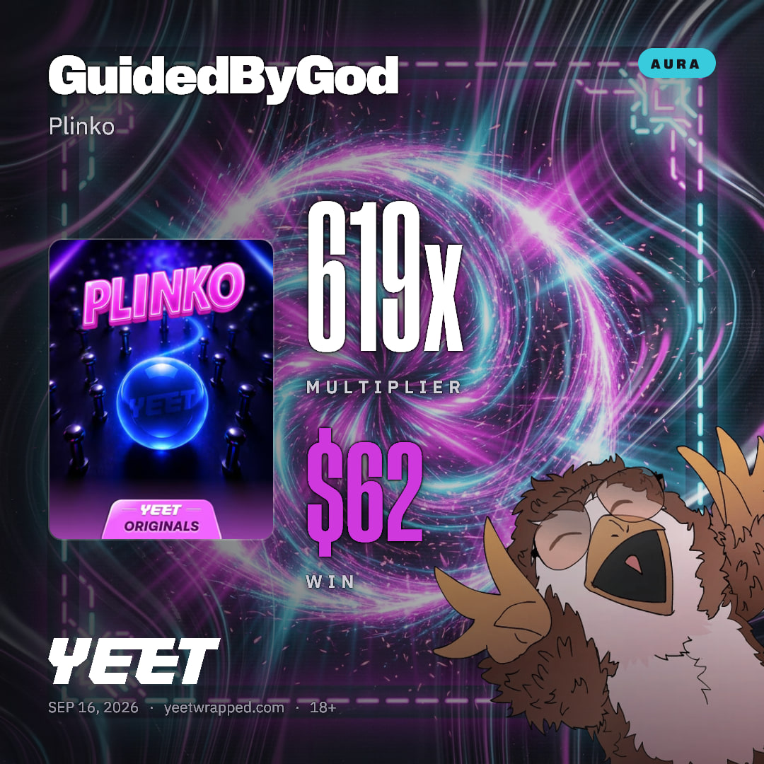 GuidedByGod hit 619x on Plinko