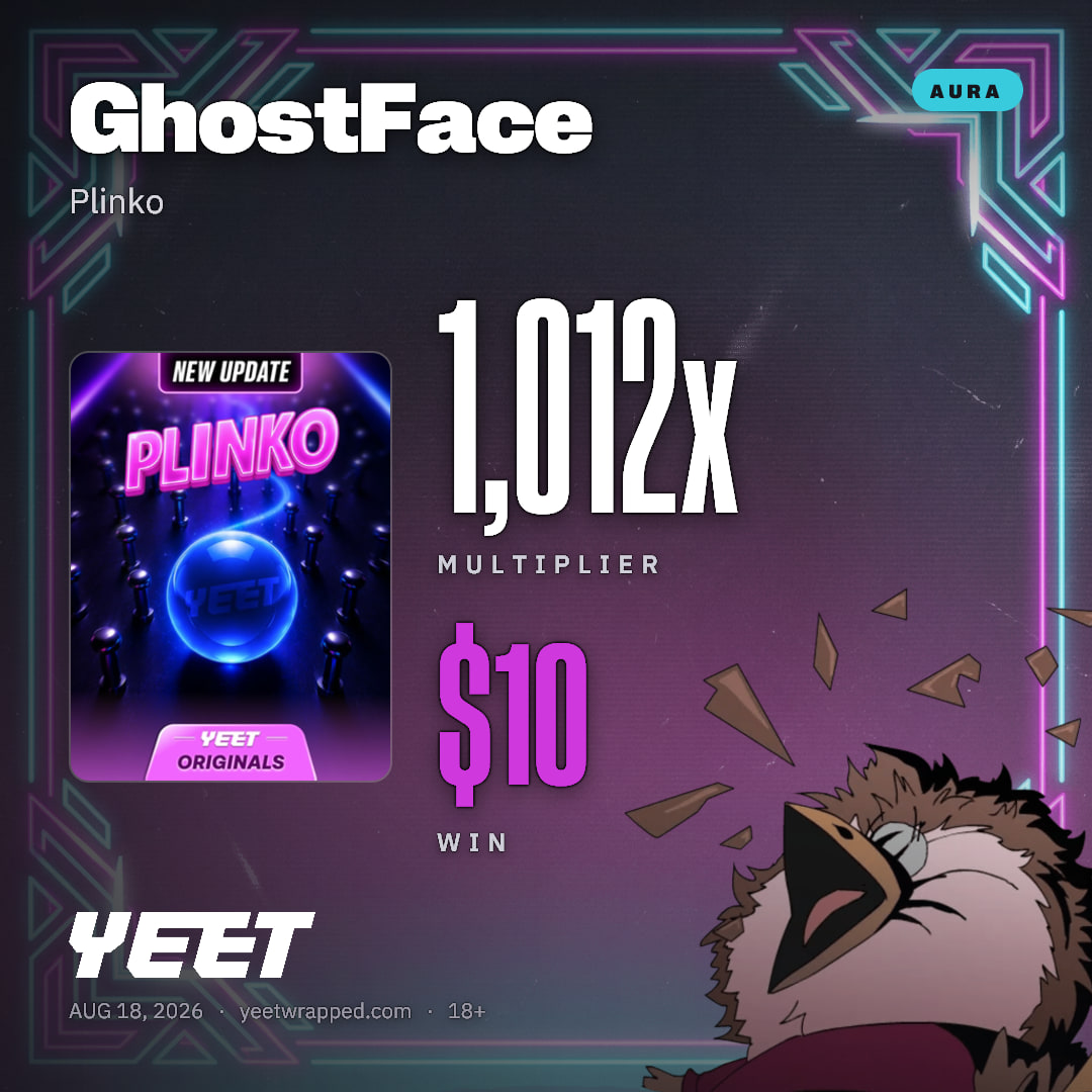 GhostFace hit 1,012x on Plinko