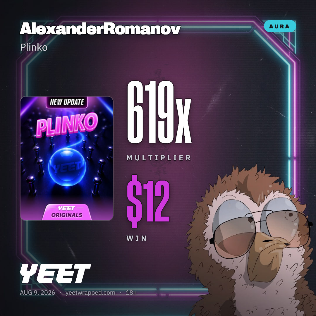 AlexanderRomanov hit 619x on Plinko