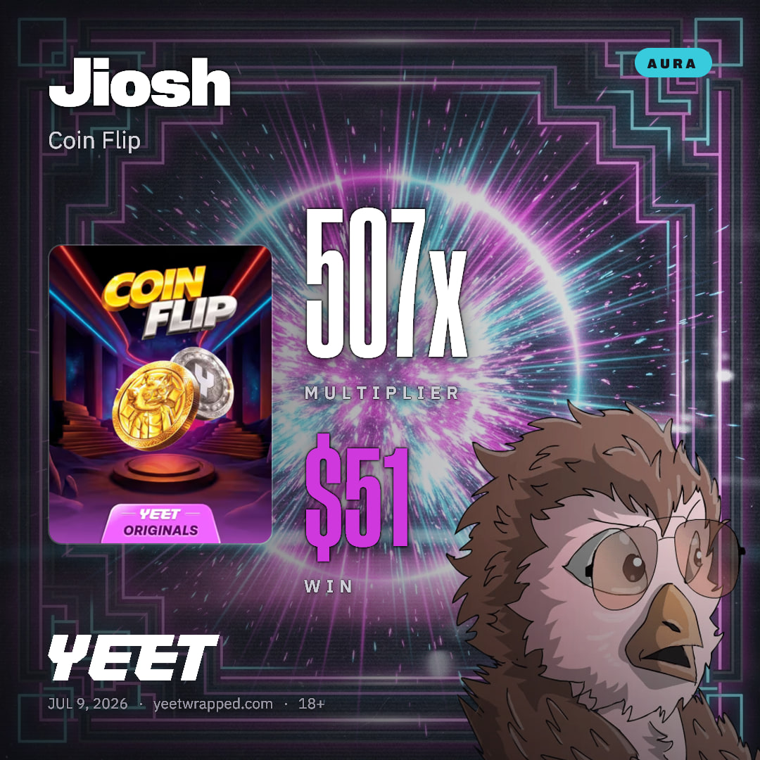 Jiosh hit 506.9x on Coin Flip