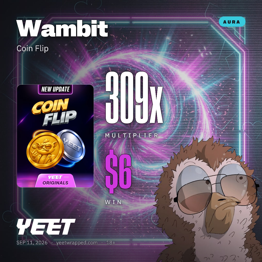 Wambit hit 308.8x on Coin Flip