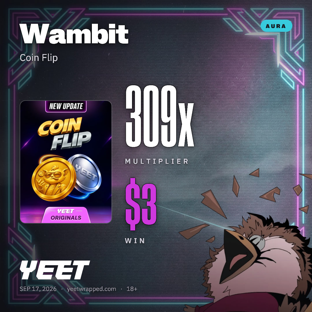 Wambit hit 308.8x on Coin Flip