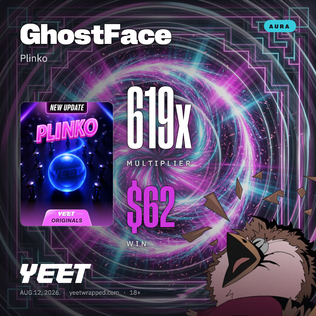 GhostFace hit 619x on Plinko
