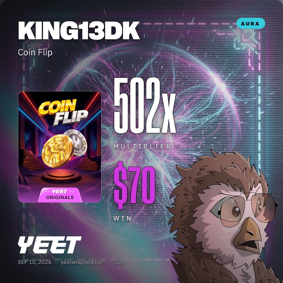 KING13DK hit 501.8x on Coin Flip
