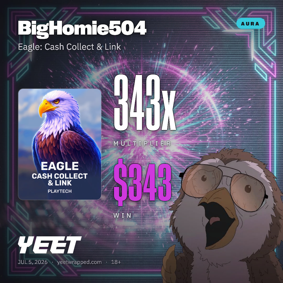 BigHomie504 hit 342.6x on Eagle: Cash Collect & Link