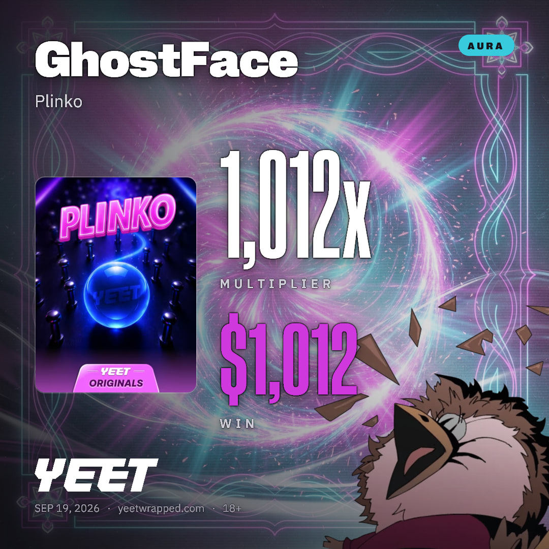 GhostFace hit 1,012x on Plinko