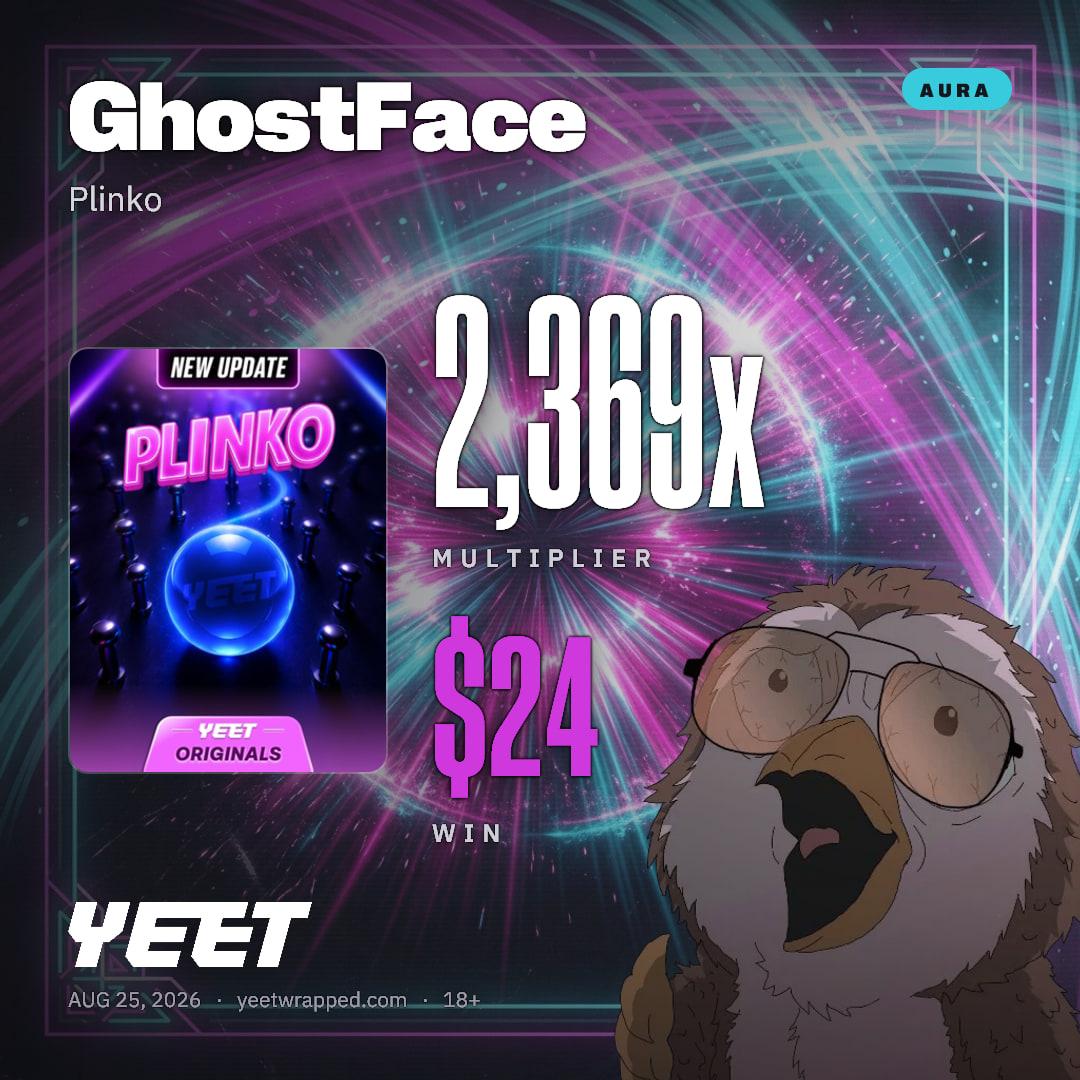 GhostFace hit 2,369x on Plinko