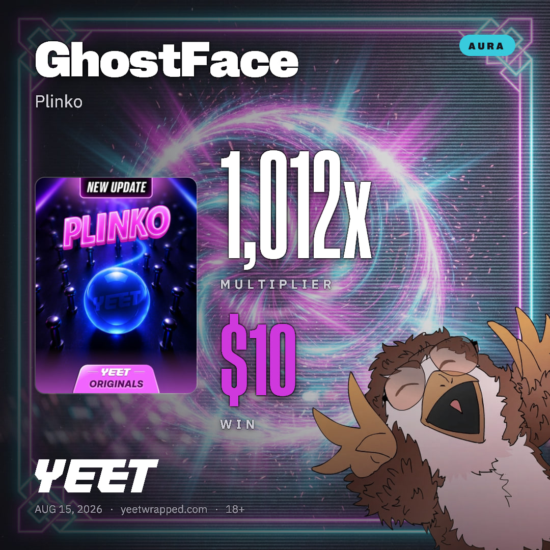 GhostFace hit 1,012x on Plinko