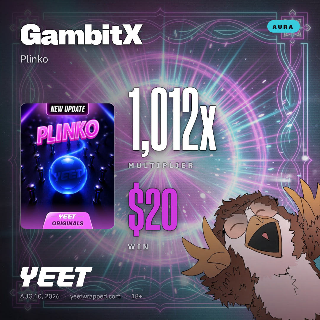 GambitX hit 1,012x on Plinko