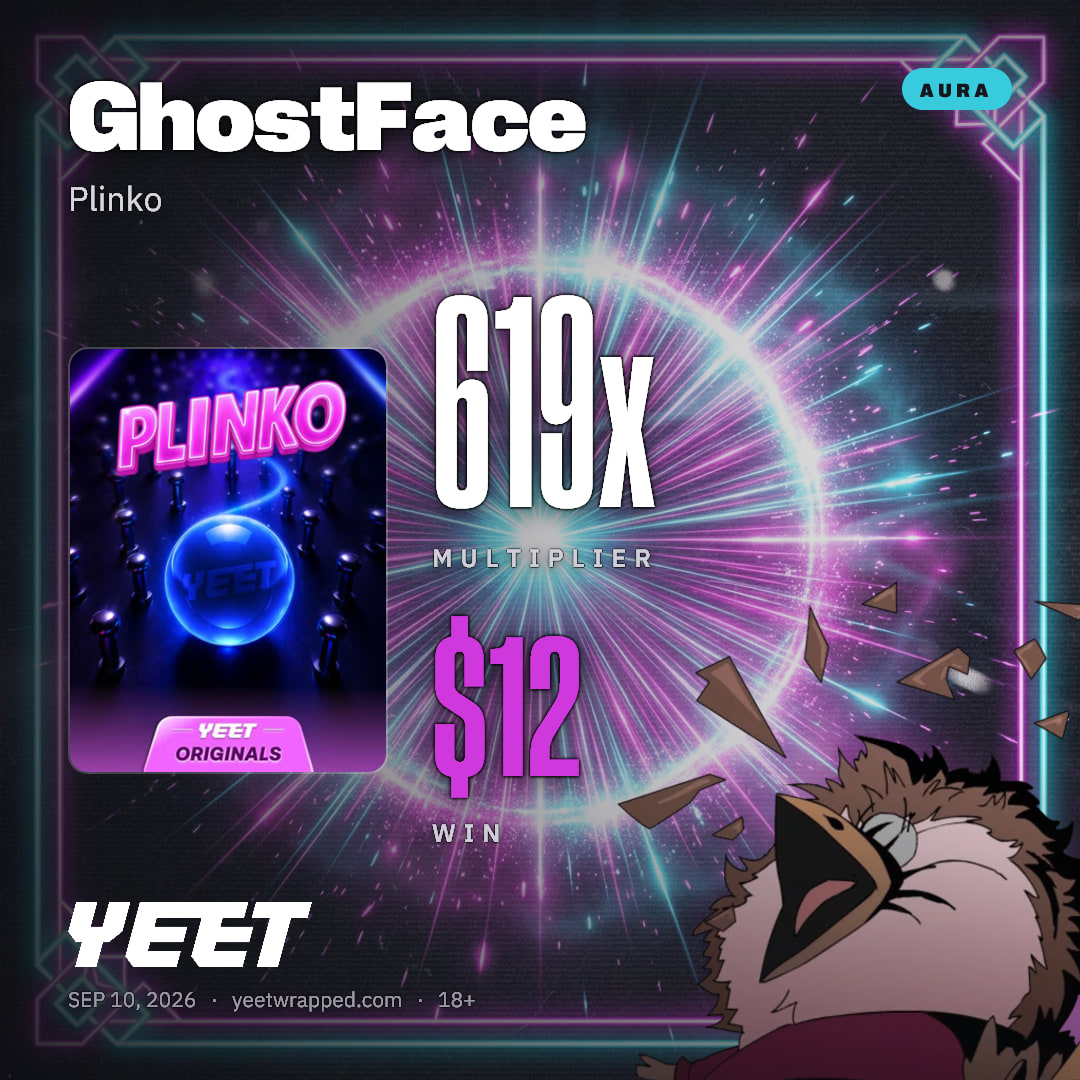 GhostFace hit 619x on Plinko