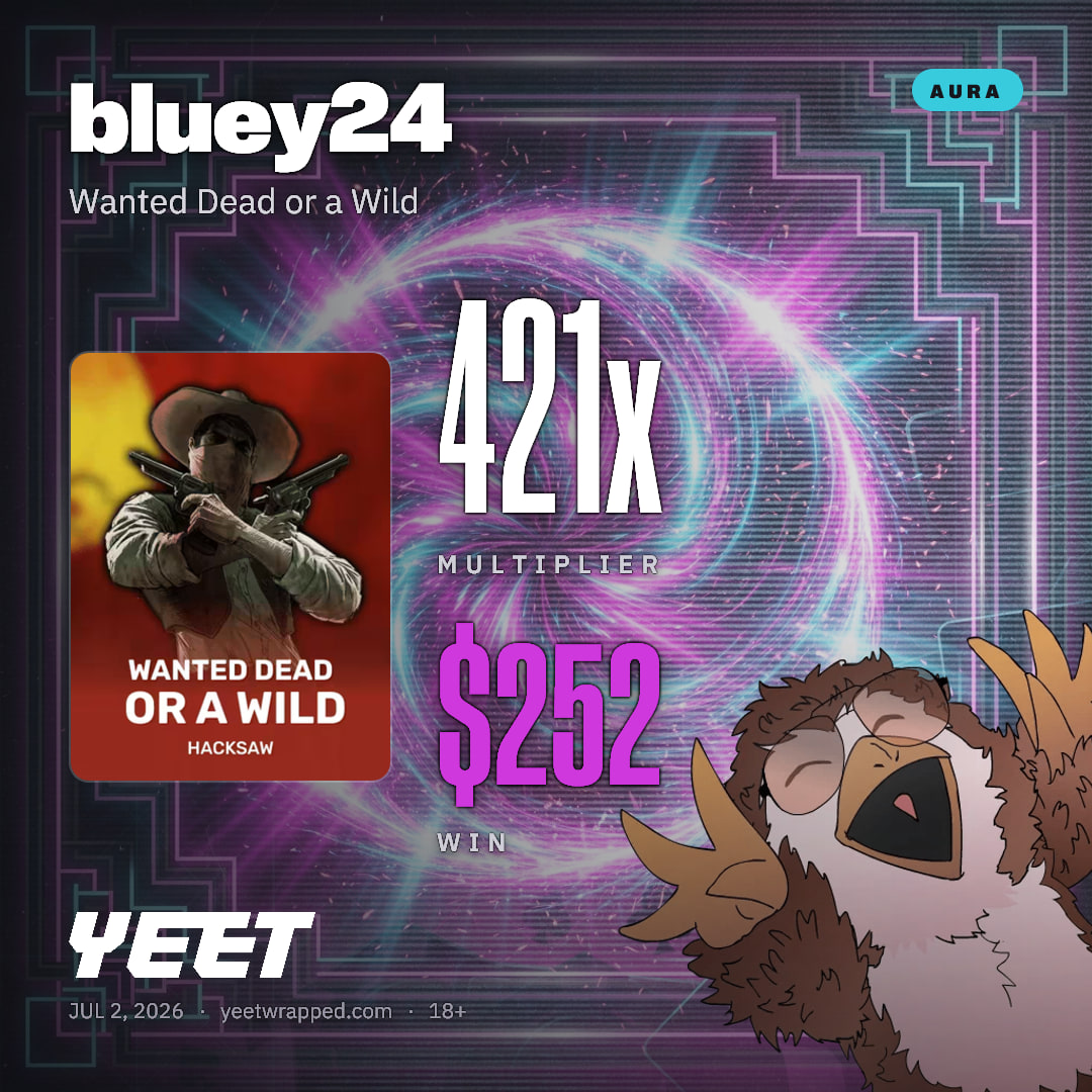 bluey24 hit 420.7x on Wanted Dead or a Wild