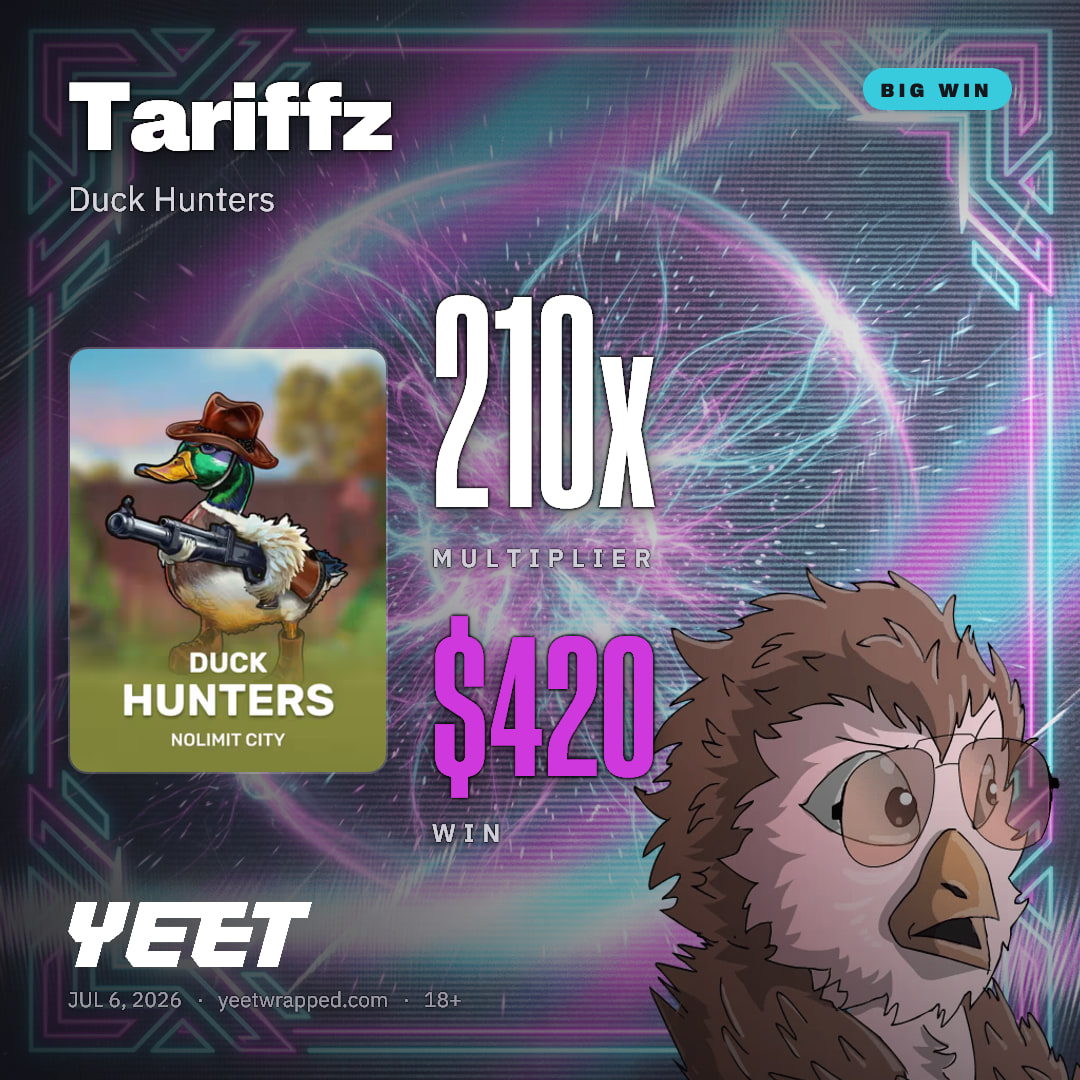 Tariffz hit 210.2x on Duck Hunters