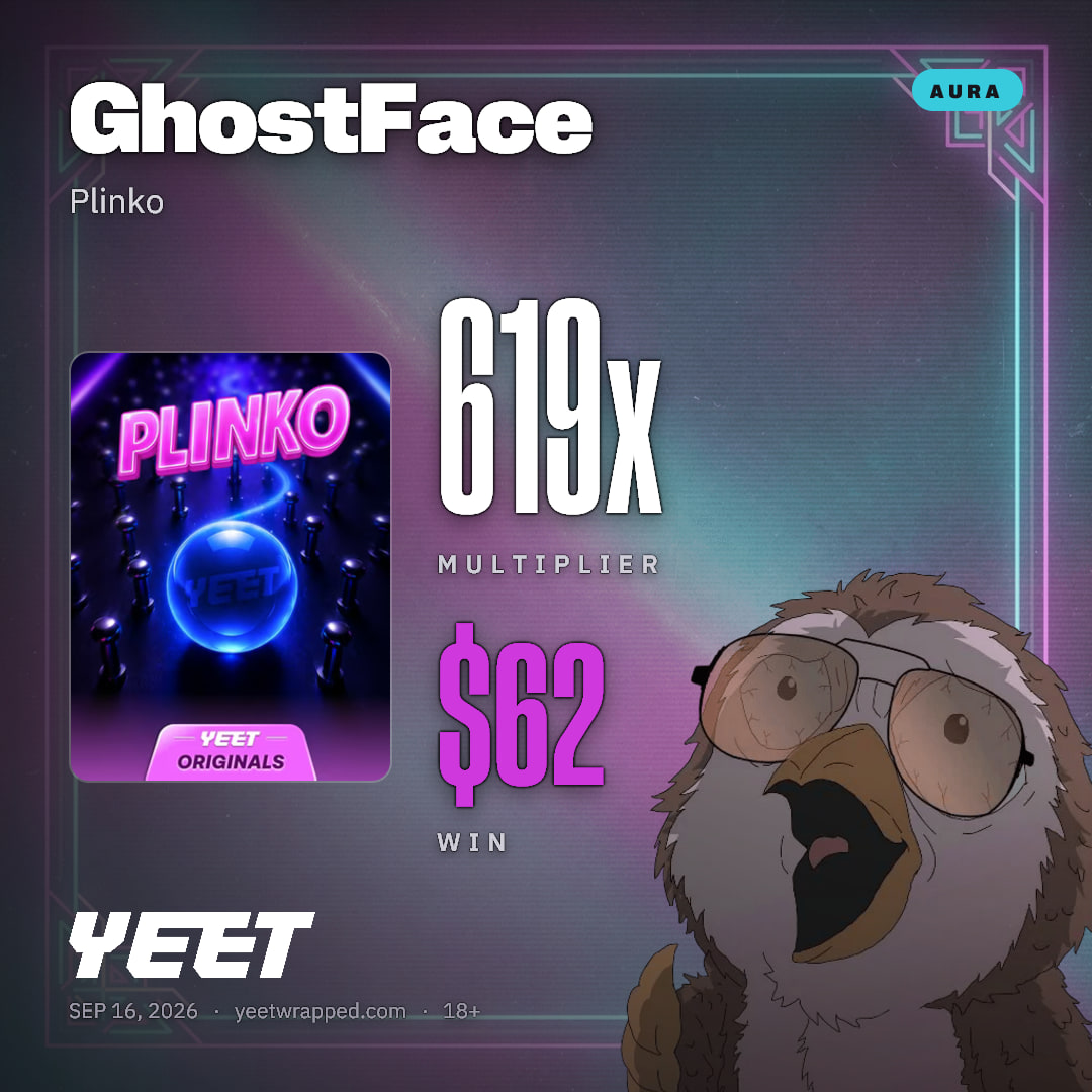GhostFace hit 619x on Plinko