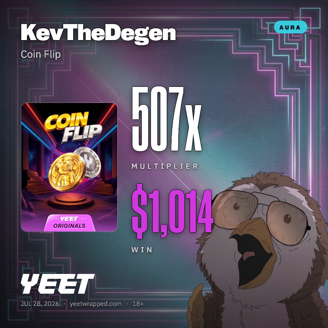KevTheDegen hit 506.9x on Coin Flip