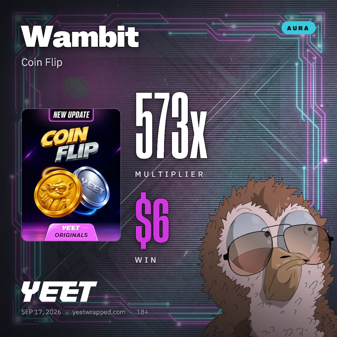 Wambit hit 573.4x on Coin Flip